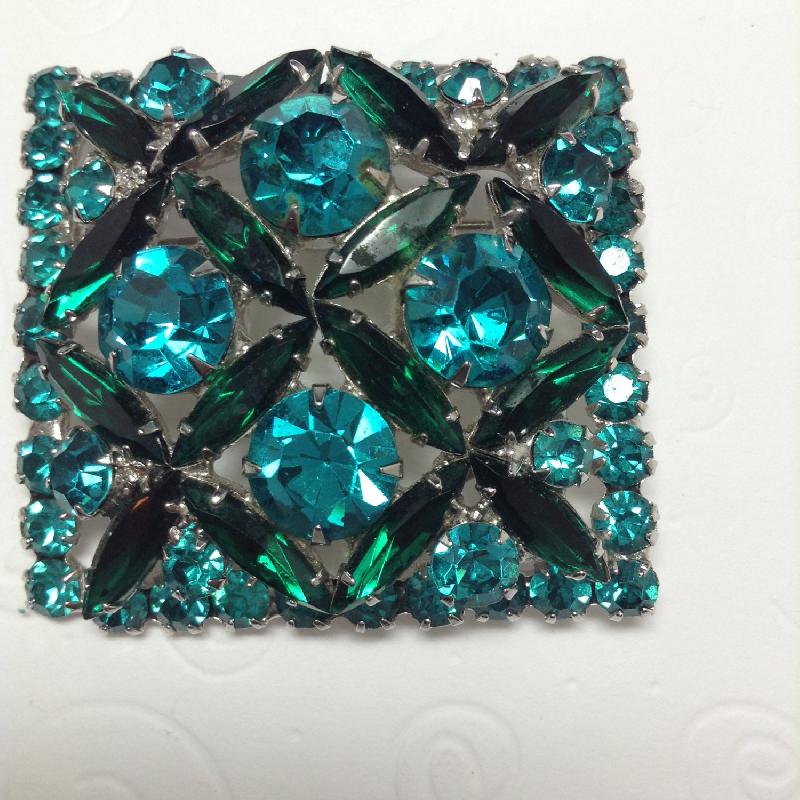 Front view of Blue Navettes Brooch