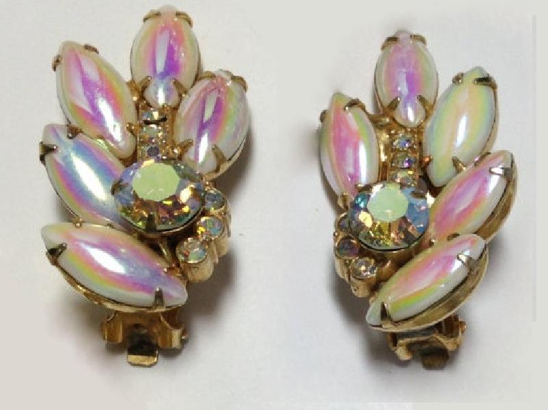 Front view of AB Cabochons Multi-Color/Shaded Earrings Clip