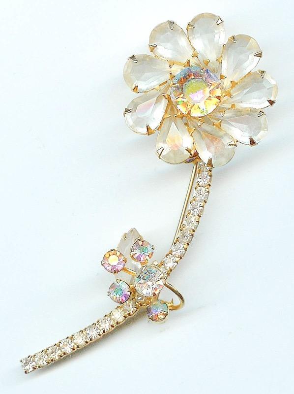 Front view of Clear Pear Brooch