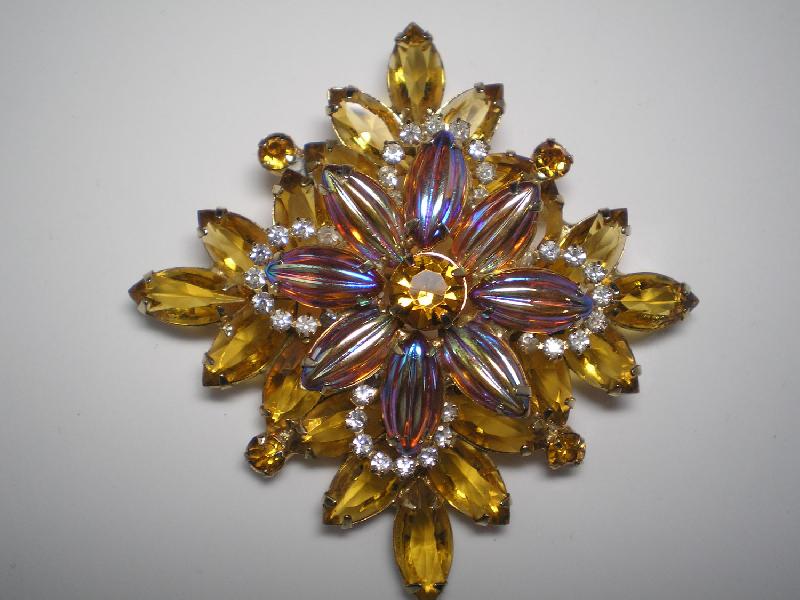 Front view of Topaz Navettes Molded/Cut Brooch