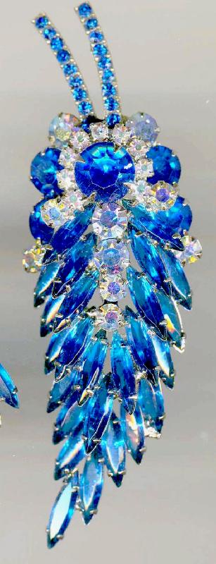 Front view of Blue Navettes Brooch