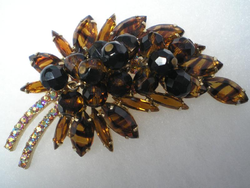 Front view of Topaz Navettes Striped Brooch
