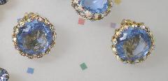 Blue Framed Disks Earrings Clip