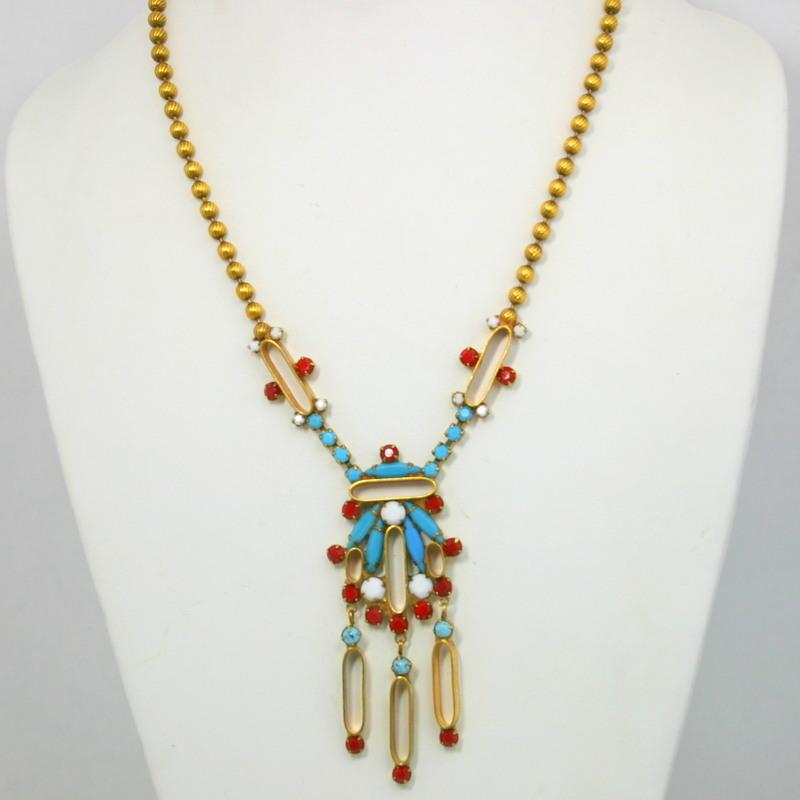Front view of Turquoise Navettes Necklace