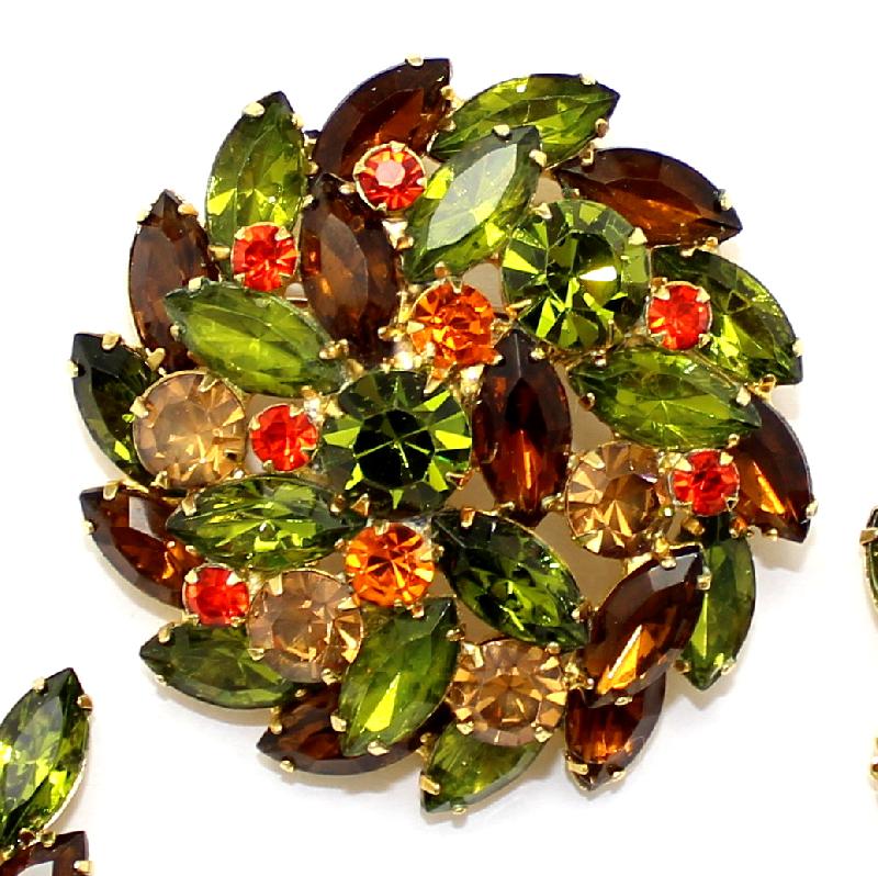 Front view of Fall Navettes Brooch