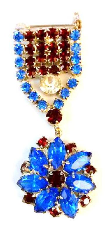 Front view of Patriotic Navettes Brooch