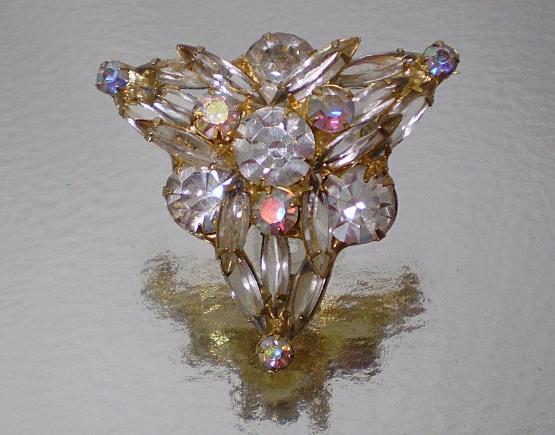 Front view of Clear Navettes Brooch