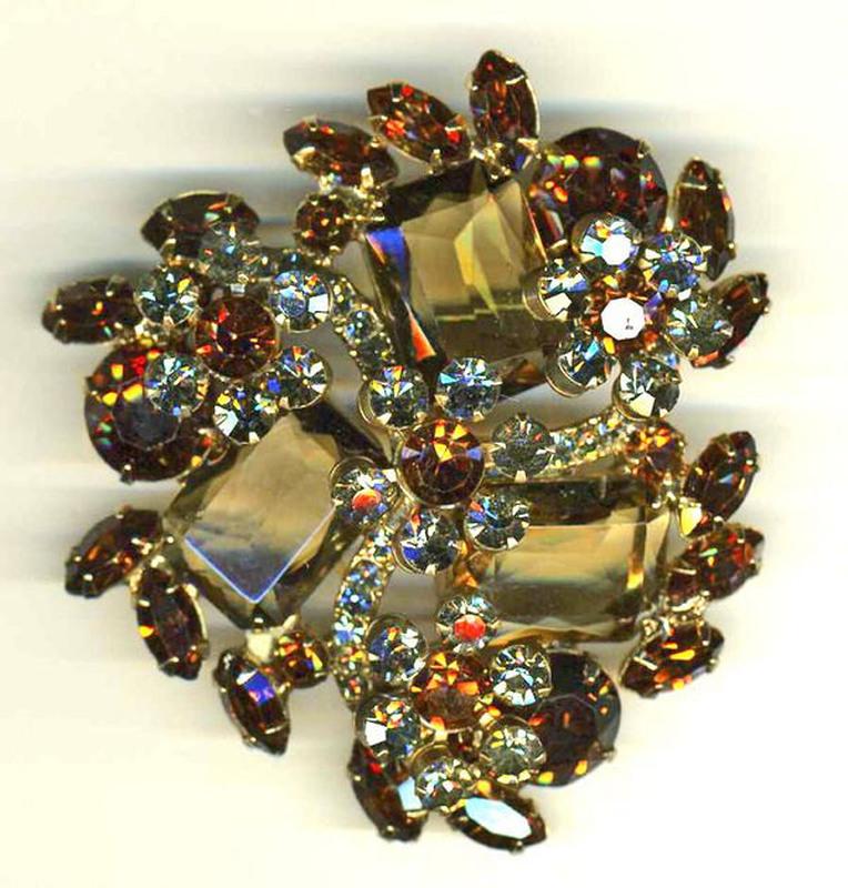 Front view of Topaz Emerald Cut Brooch