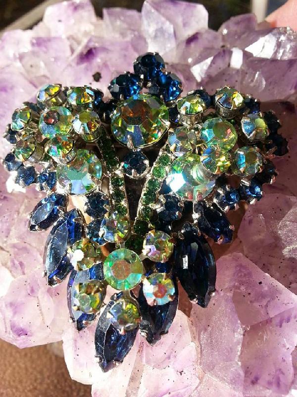 Front view of Blue Navettes Brooch