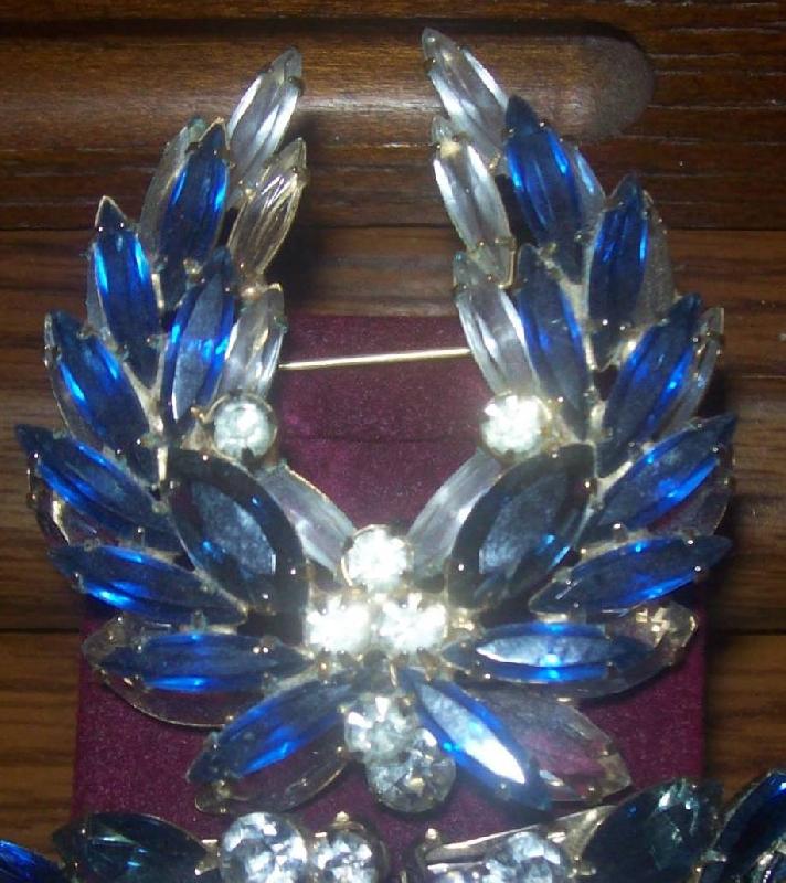 Front view of Blue Navettes Brooch