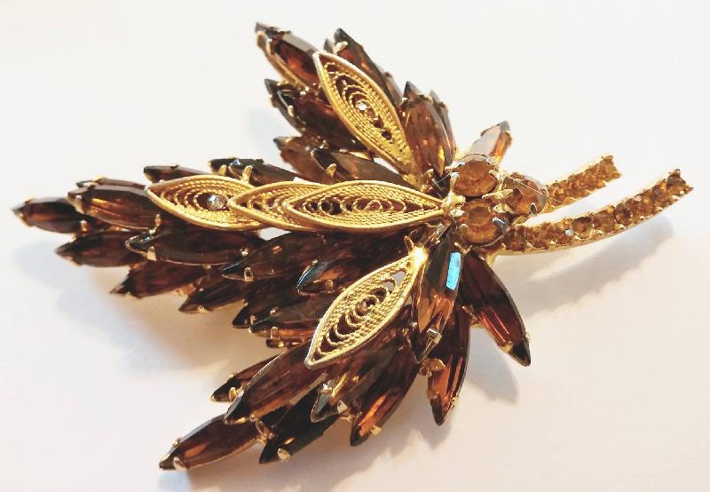 Front view of Topaz Navettes Brooch