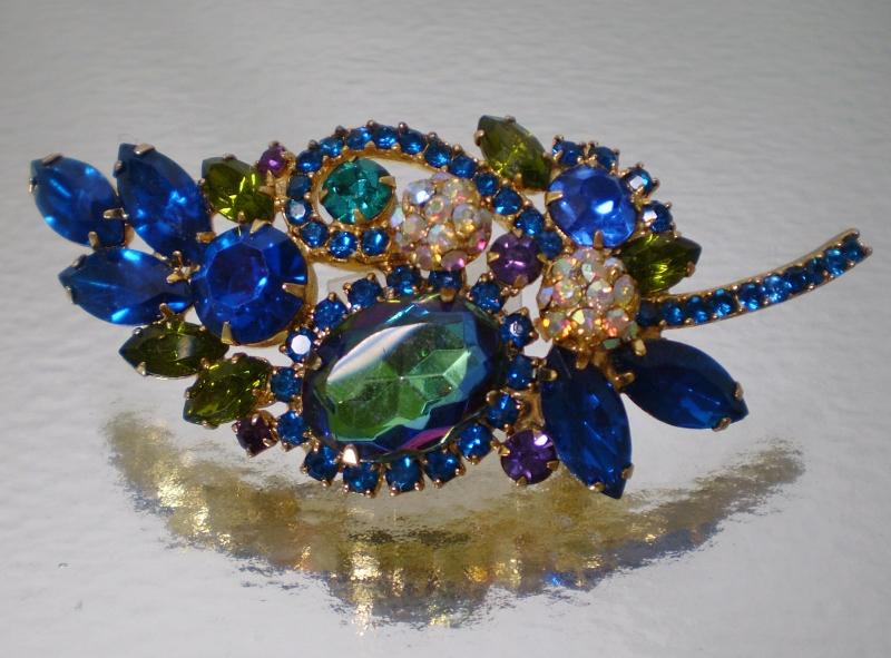 Front view of Blue Navettes Multi-Color/Shaded Brooch