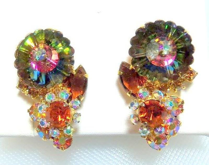 Front view of Topaz Navettes Rivoli/Margarita Earrings Clip