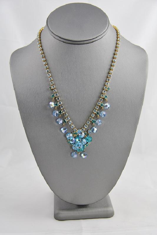 Front view of Blue Chatons Only Necklace