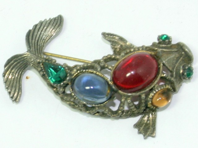 Front view of Multiple Colors Cabochons Brooch