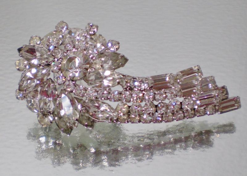 Front view of Clear Emerald Cut Brooch