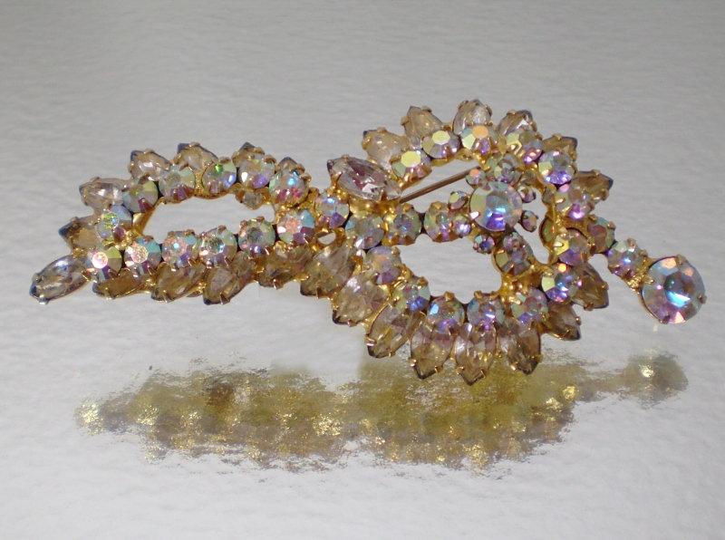 Front view of Clear Navettes Brooch