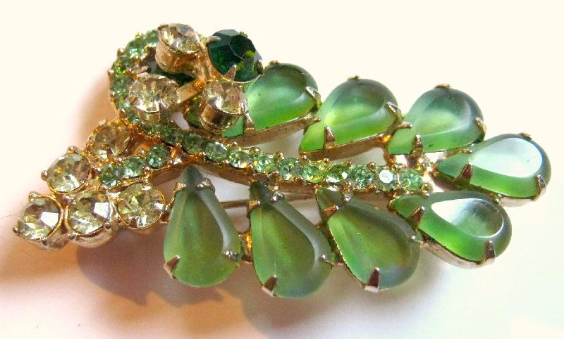 Front view of Green Pear Frosted Brooch