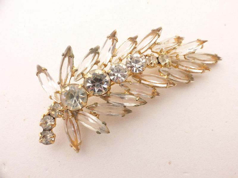 Front view of Clear Navettes Brooch