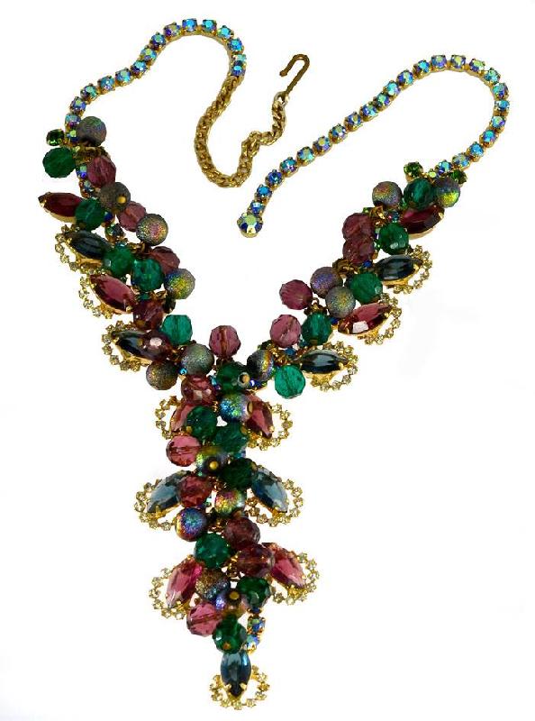 Front view of Multiple Colors Navettes Necklace