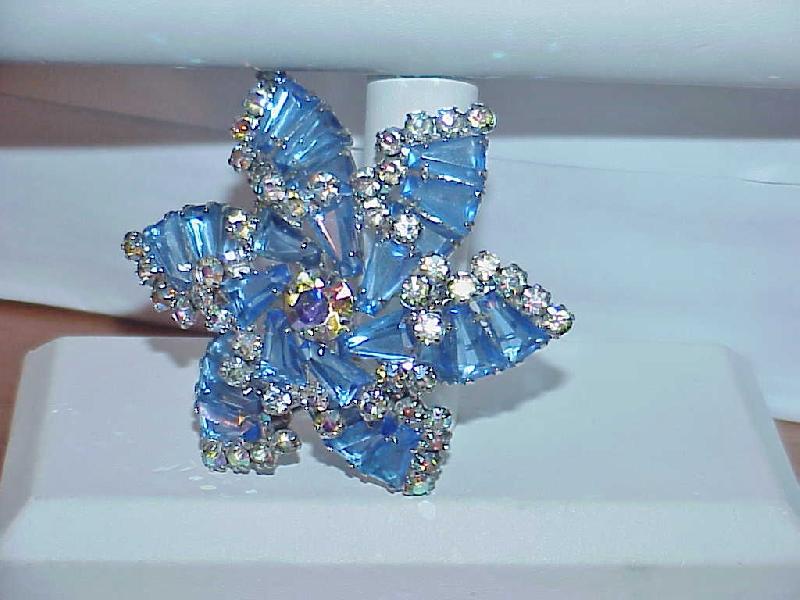 Front view of Blue Keystones Brooch