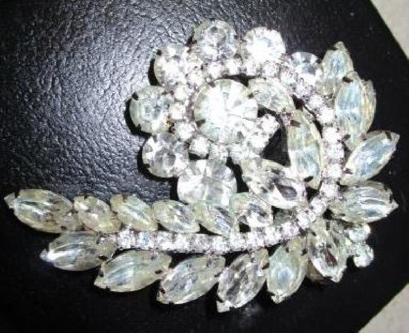 Front view of Clear Navettes Brooch