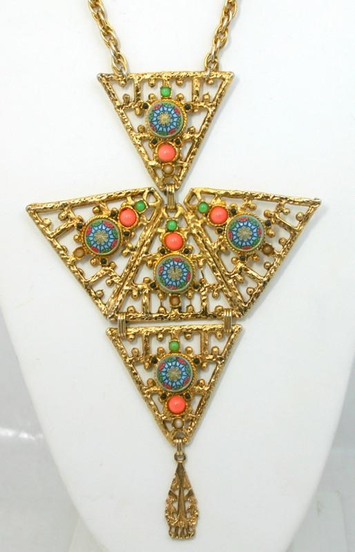 Front view of Multiple Colors Cabochons Molded/Cut Necklace