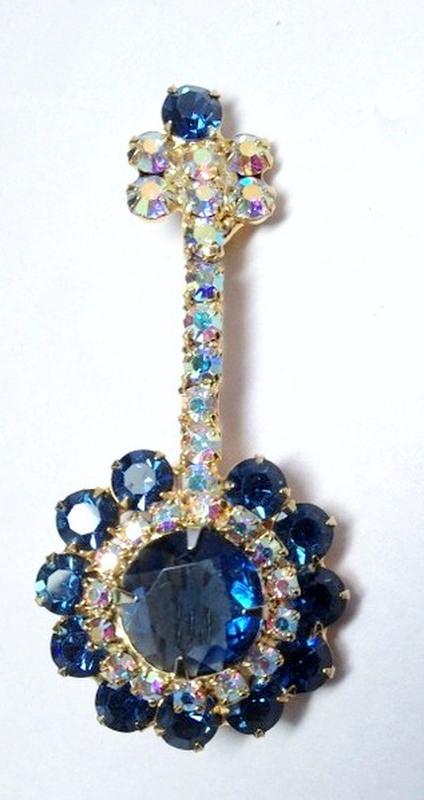 Front view of Blue Chatons Only Brooch