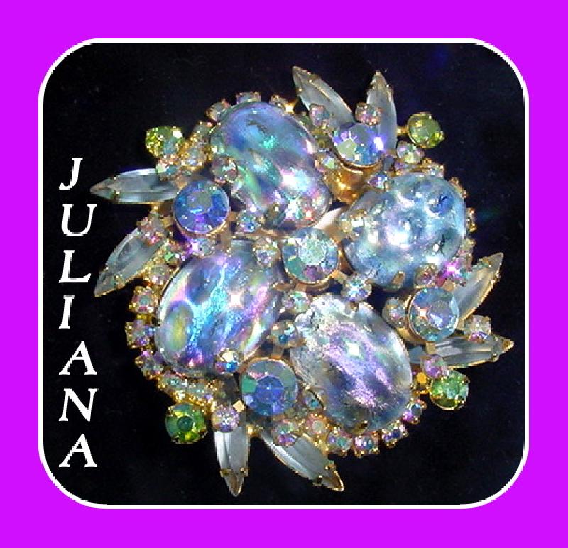 Front view of Blue Cabochons Spotted Brooch