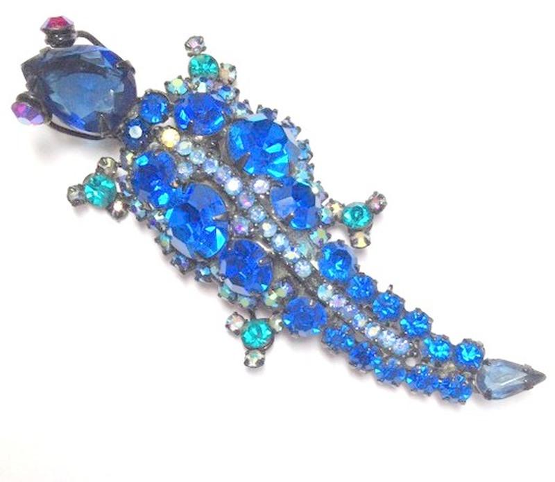 Front view of Blue Pear Brooch