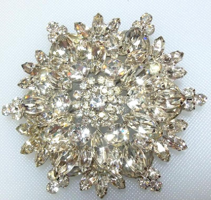 Front view of Clear Navettes Brooch