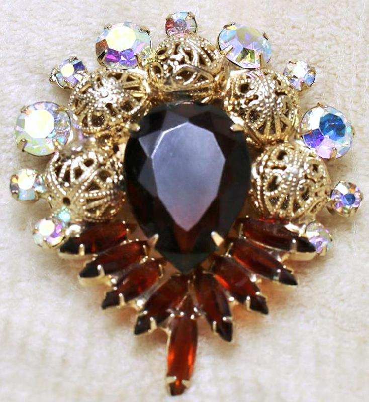 Front view of Topaz Pear Brooch