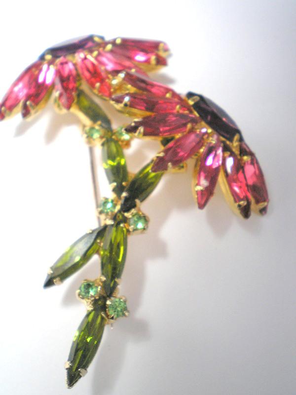 Front view of Pink Navettes Brooch
