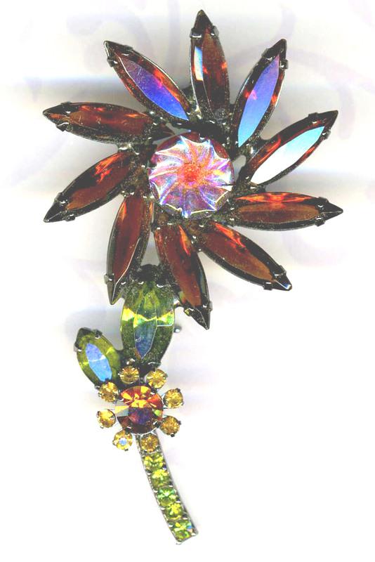 Front view of Topaz Navettes Molded/Cut Brooch