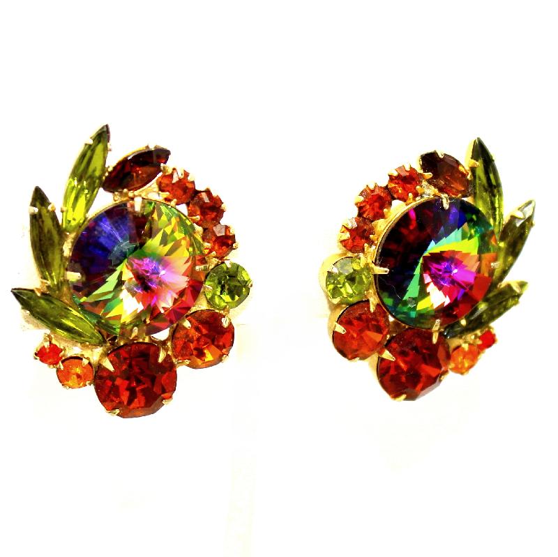 Front view of Topaz Navettes Rivoli/Margarita Earrings Clip