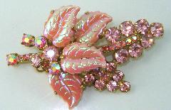 Pink Leaf Molded/Cut Brooch