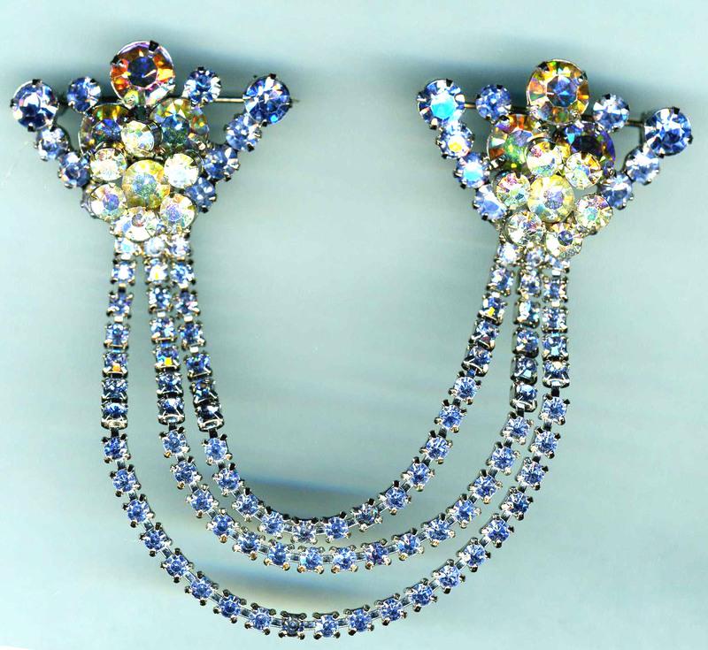 Front view of Blue Chatons Only Brooch