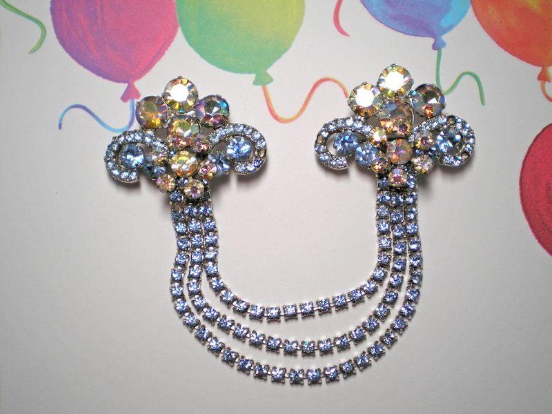 Front view of Blue Chatons Only Brooch