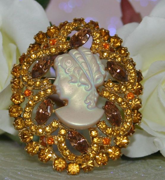 Front view of Topaz Navettes Brooch