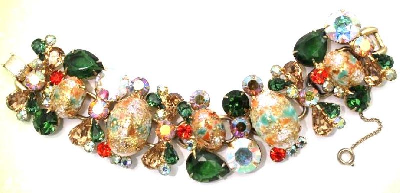 Front view of Fall Cabochons Painted (hand/Transfer) Bracelet 5 Link