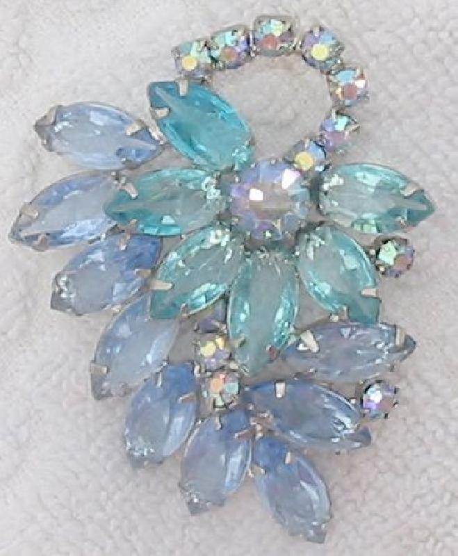 Front view of Blue Navettes Brooch