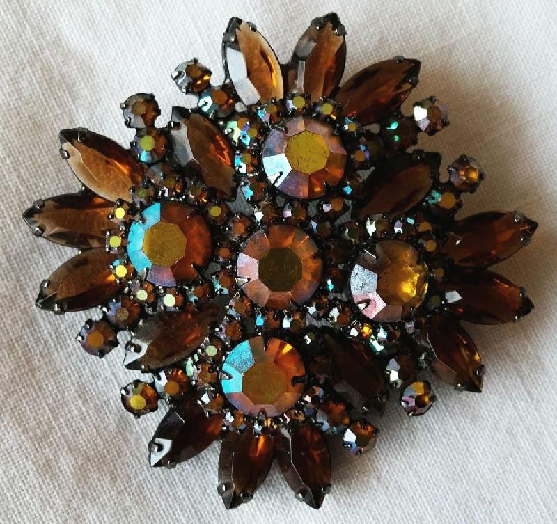 Front view of Topaz Navettes Brooch
