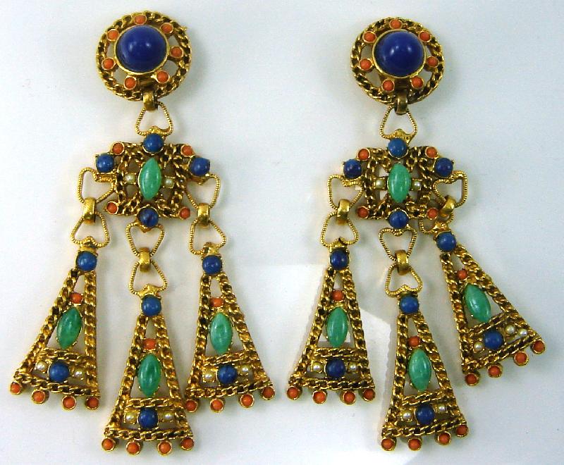 Front view of Multiple Colors Cabochons Plastic Earrings Clip