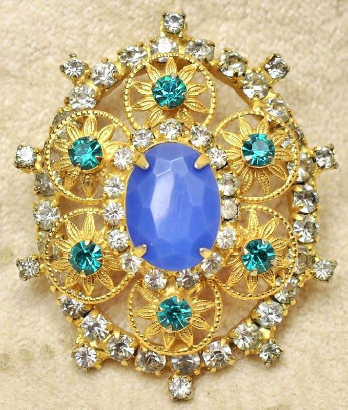 Front view of Blue Oval Pin Pendant