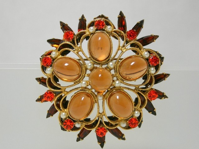 Front view of Topaz Cabochons Brooch