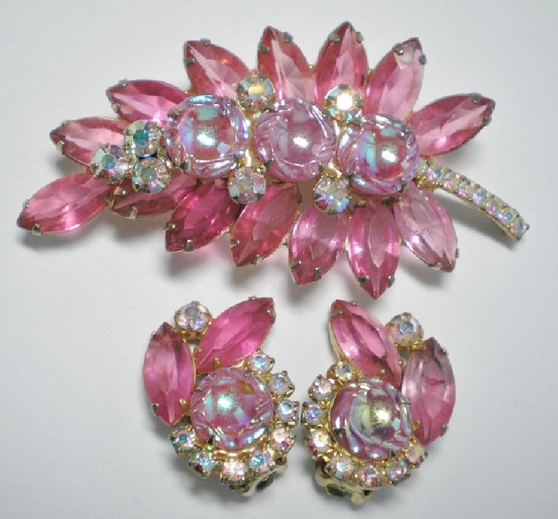 Front view of Pink Navettes Molded/Cut Earrings Clip