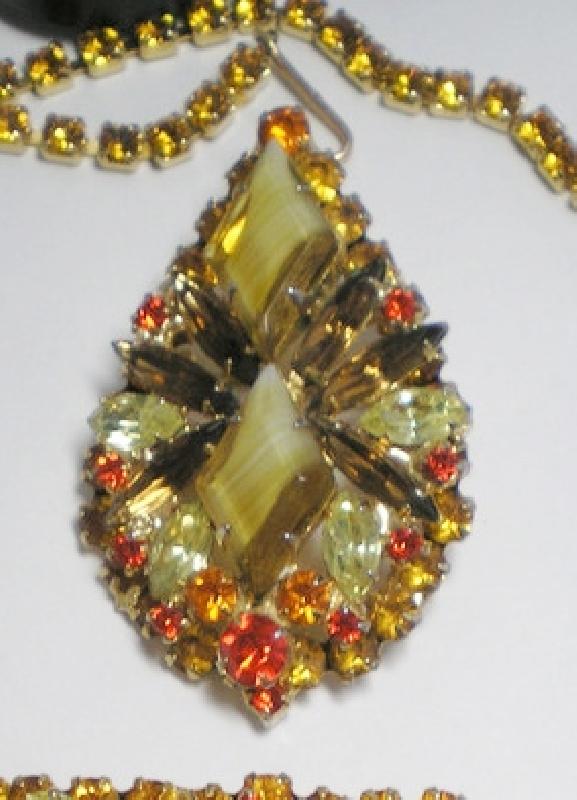 Front view of Topaz Diamond Striped Pin Pendant