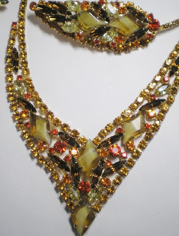 Front view of Topaz Diamond Striped Necklace