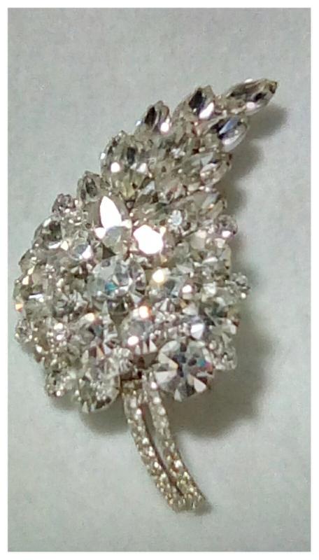 Front view of Clear Navettes Brooch