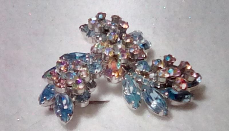 Front view of Blue Navettes Brooch